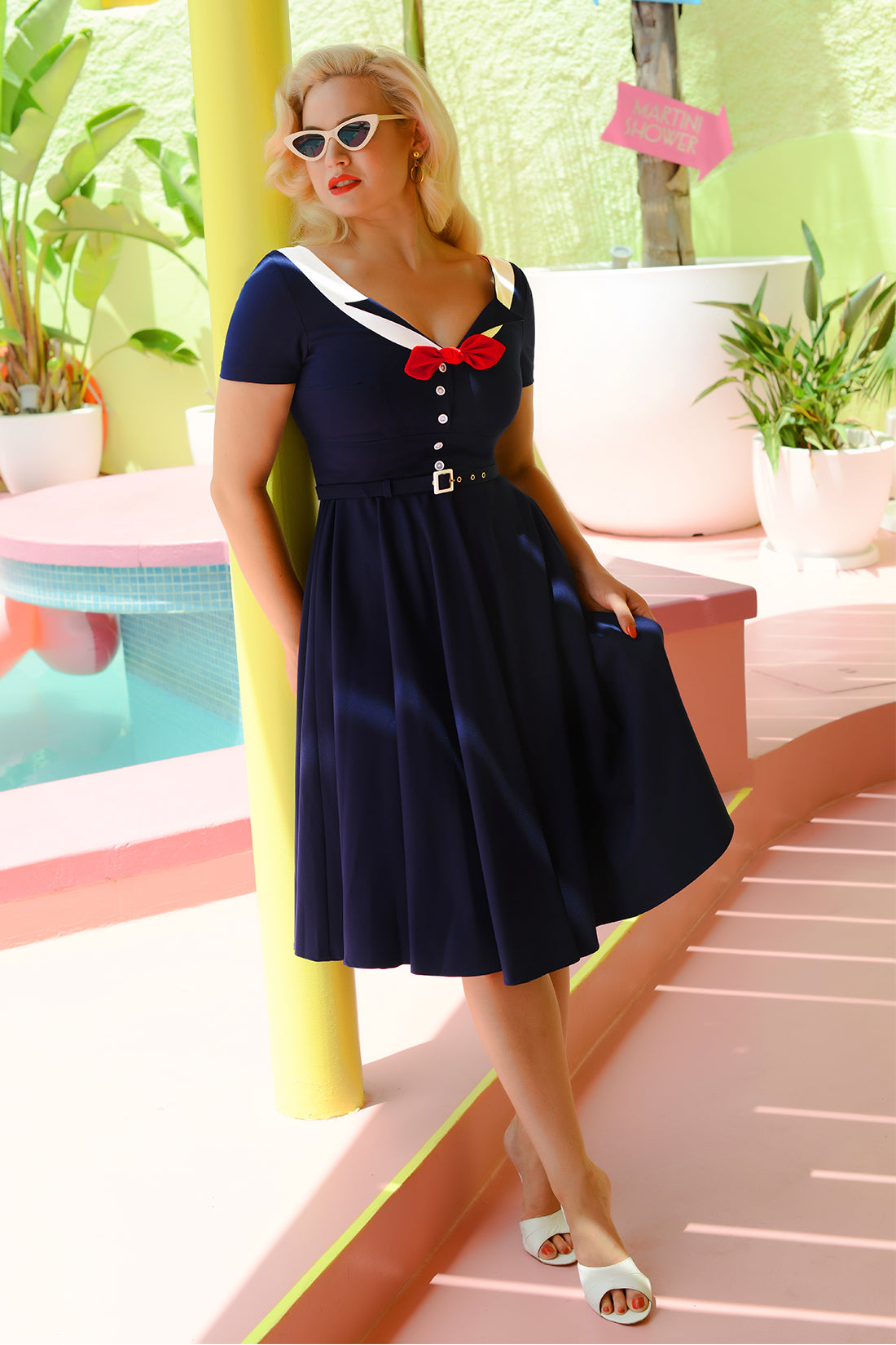 Audrey Swing Dress in Navy