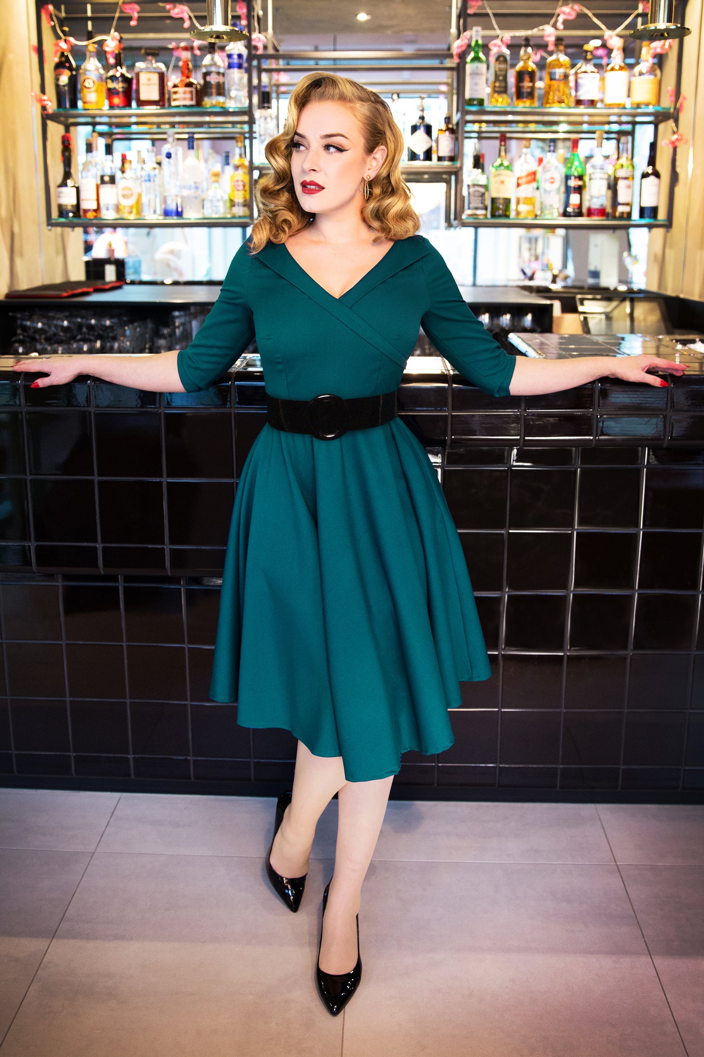 Aviva Swing Dress in Petrol Blue