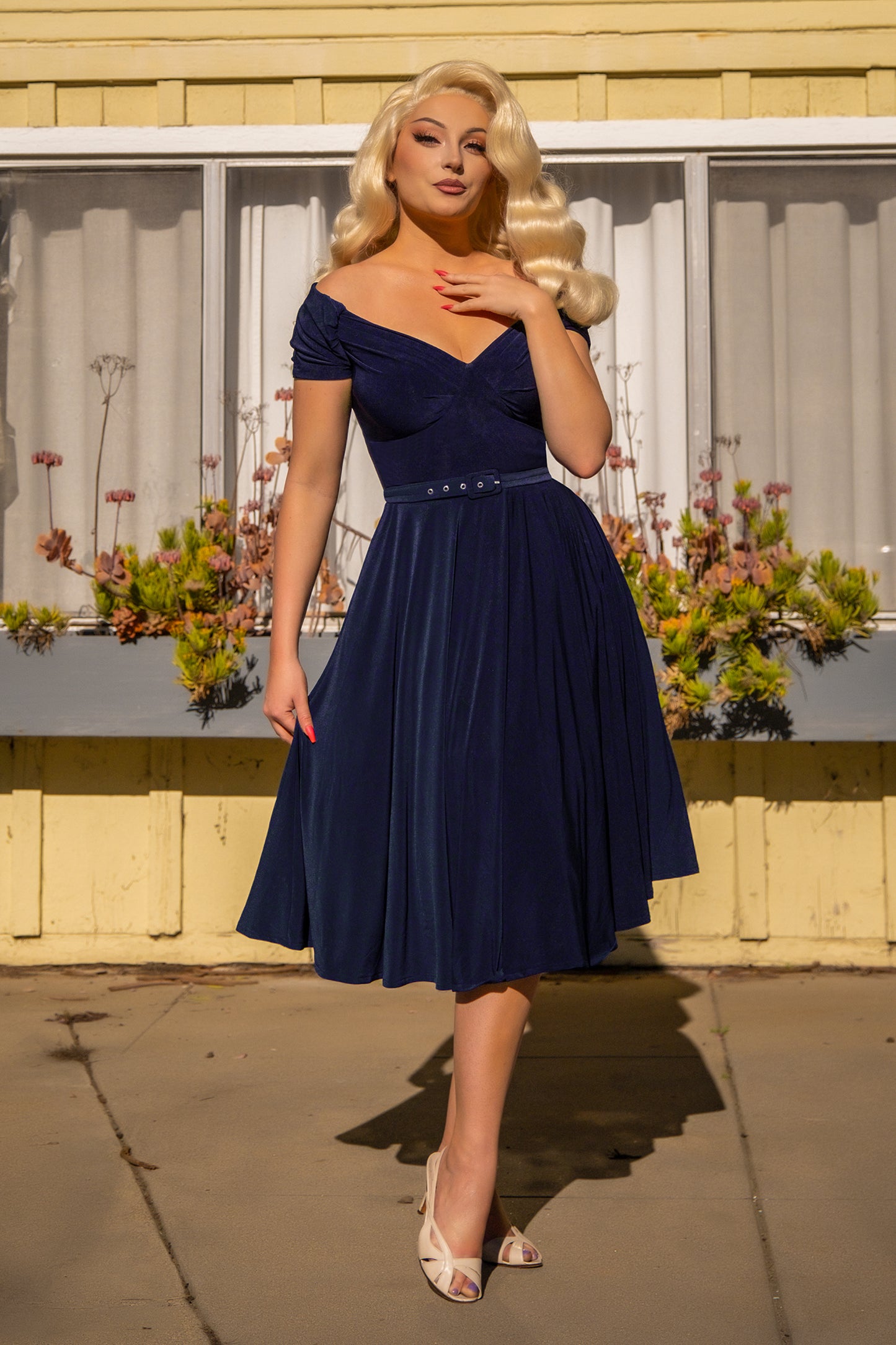The Marilyn Swing Dress in Midnight Blue