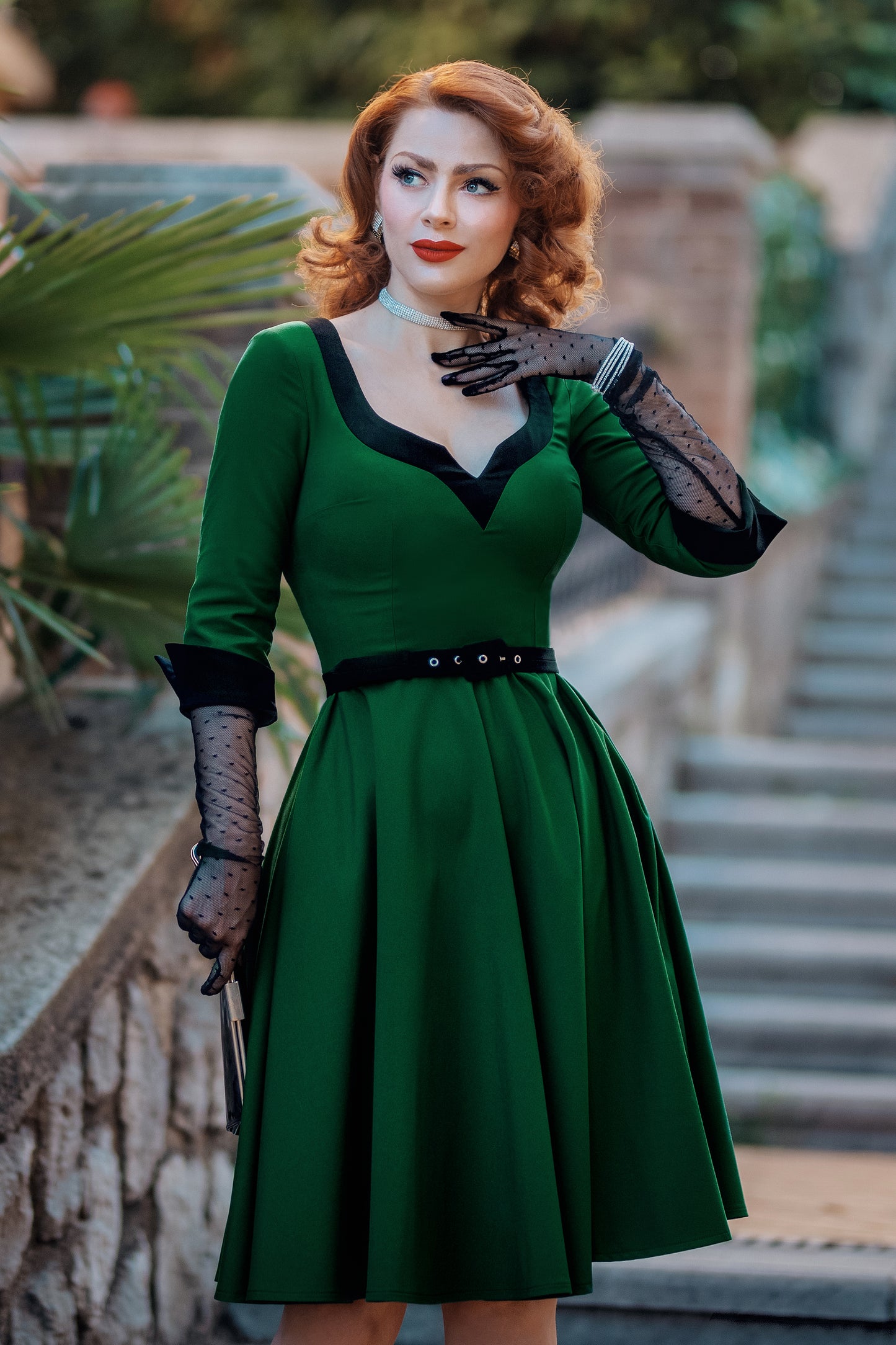 Vivienne Swing Dress in Hunter Green