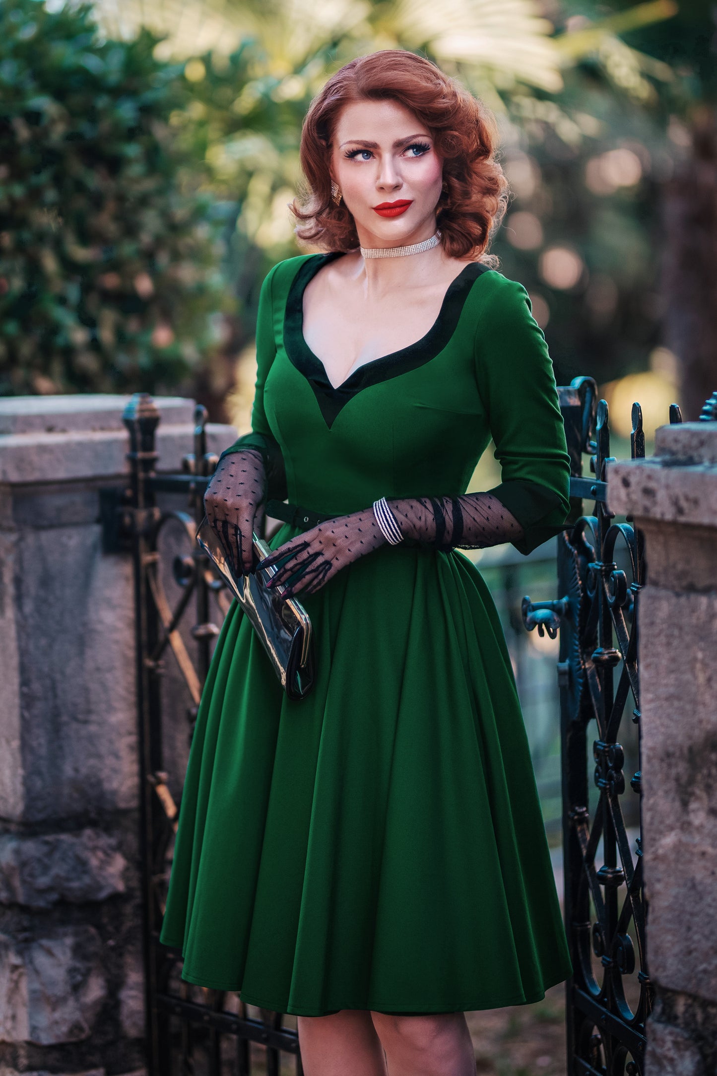 Vivienne Swing Dress in Hunter Green