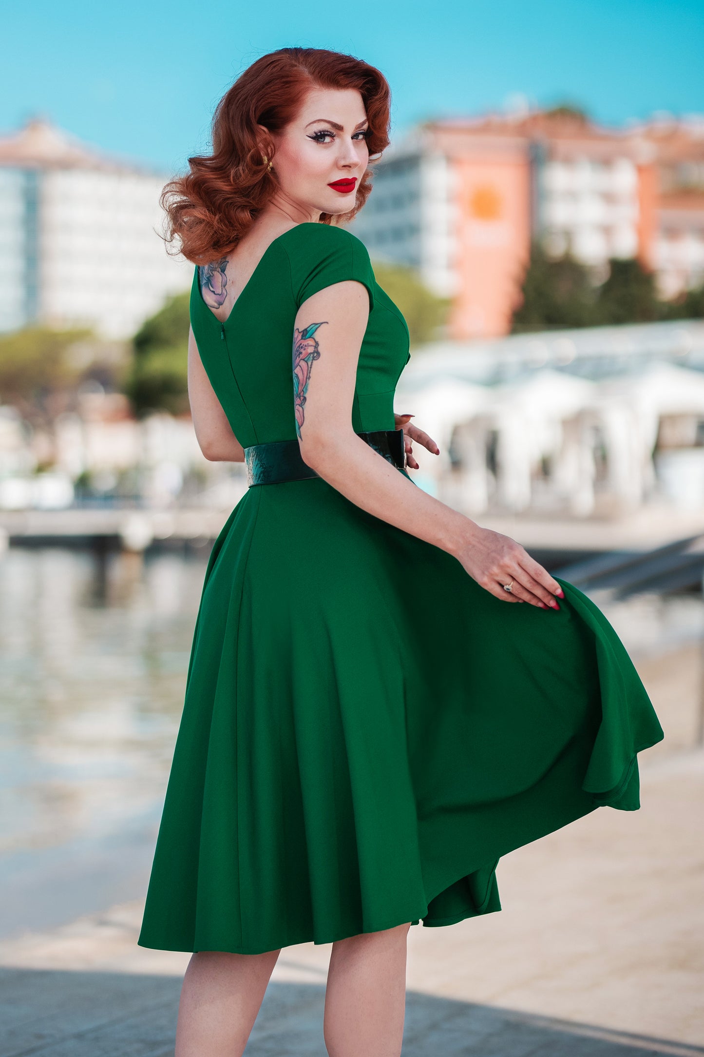 Rose Lee Swing Dress in Green