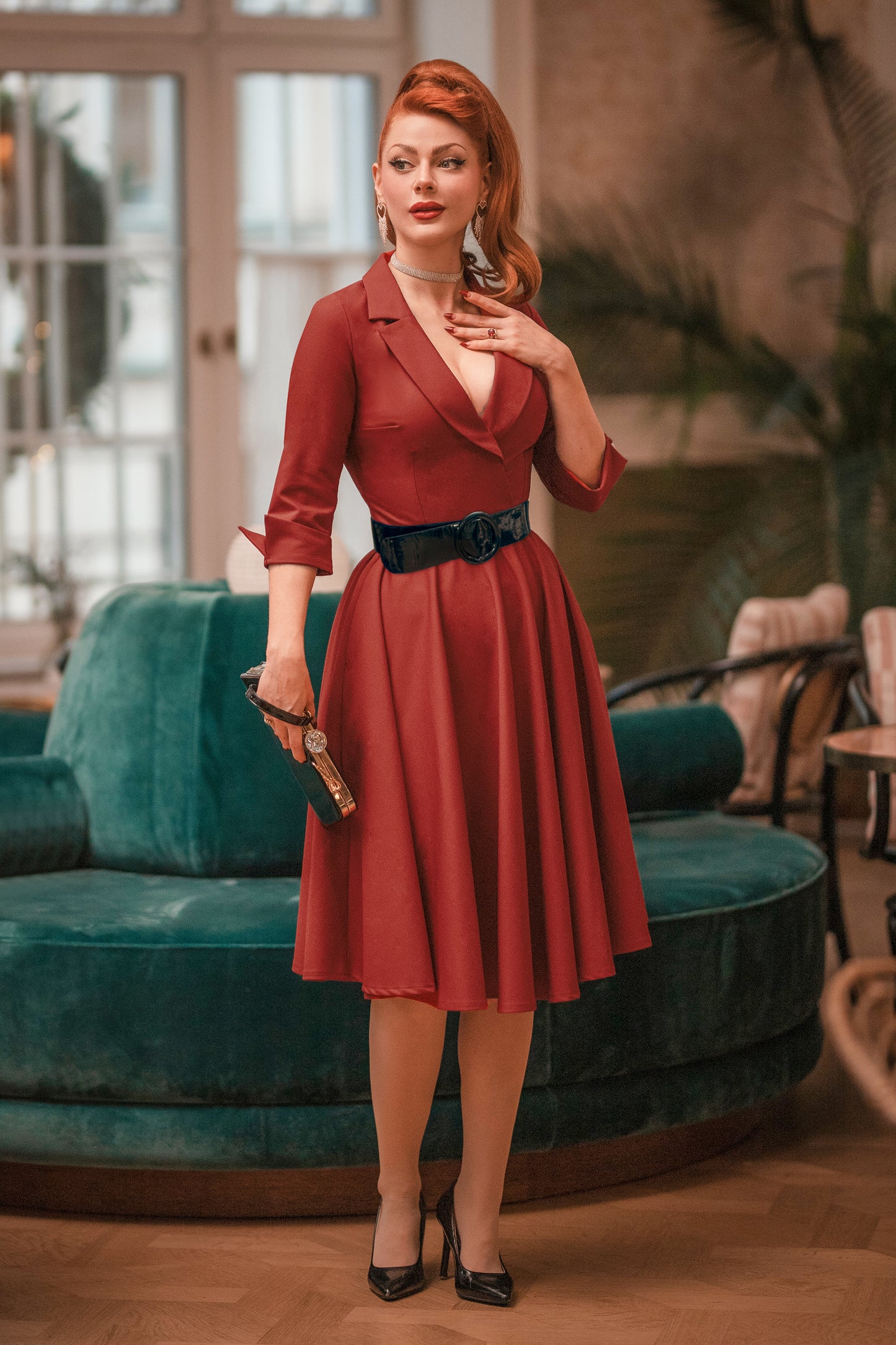 Dorothy Swing Dress in Brick
