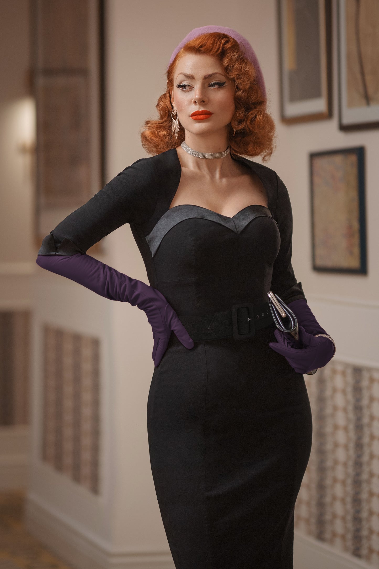 Foxy Pencil Dress Long Sleeve in Black