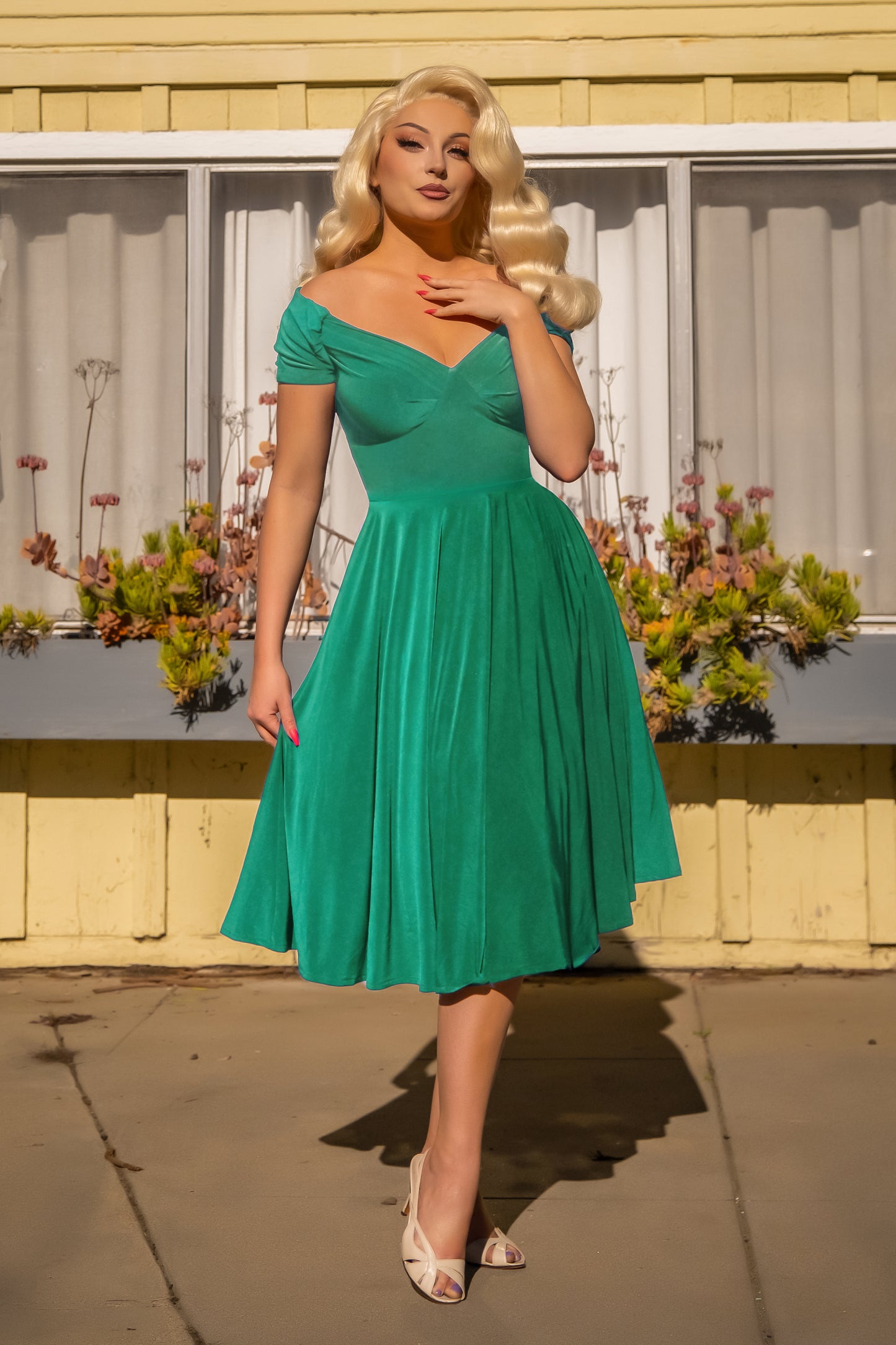 The Marilyn Swing Dress in Seafoam Green