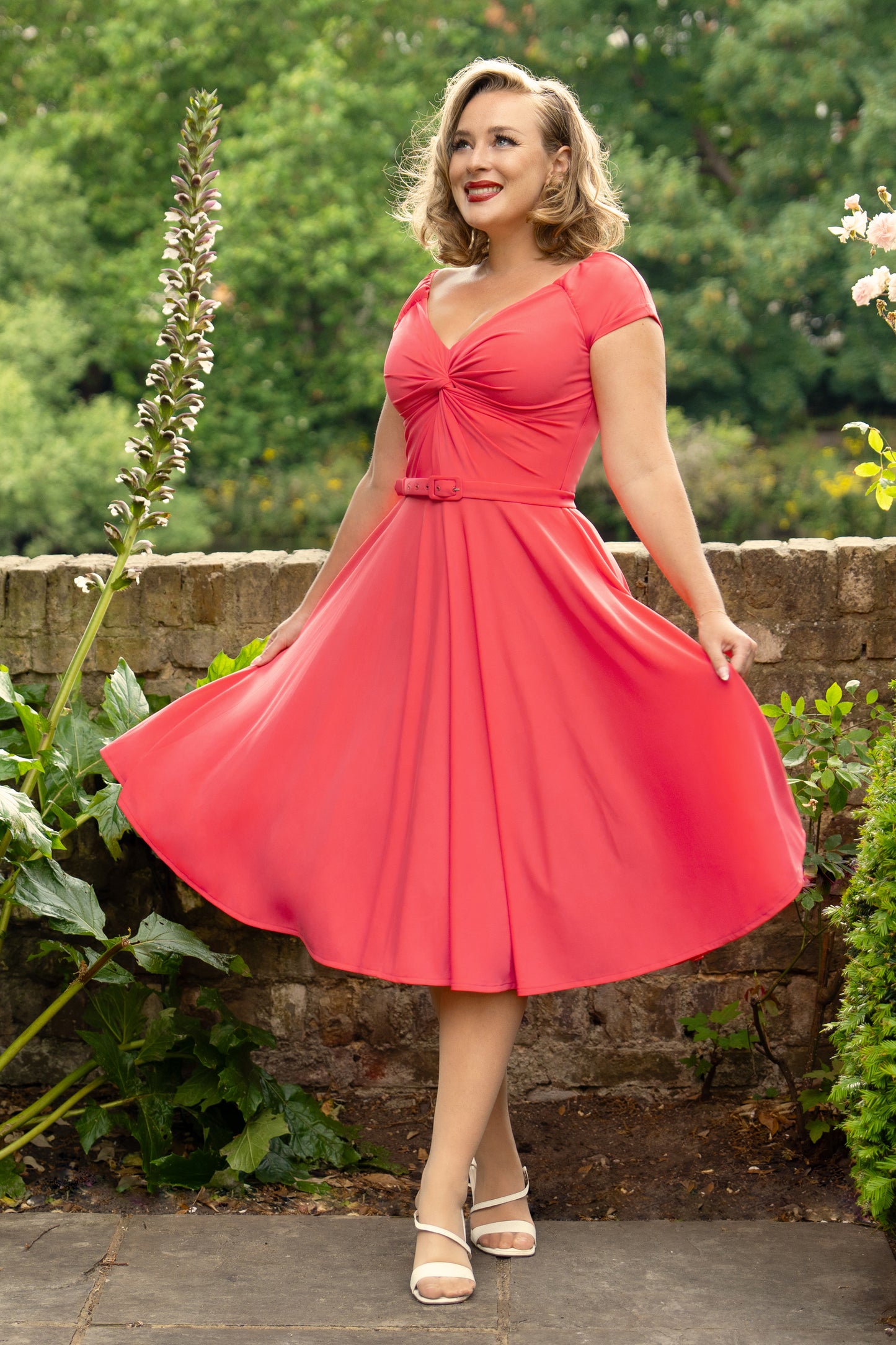 Norma Jeane Swing Dress in Coral