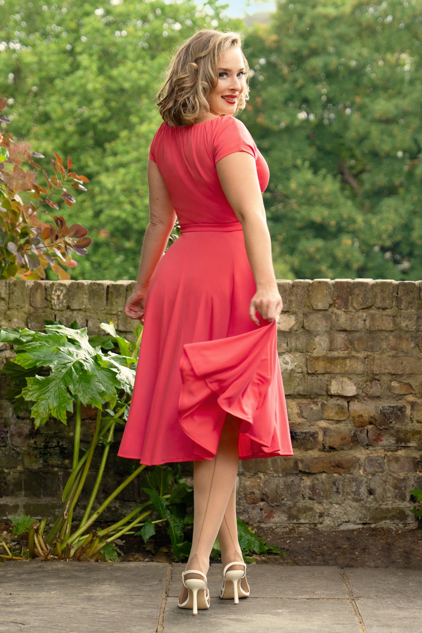 Norma Jeane Swing Dress in Coral