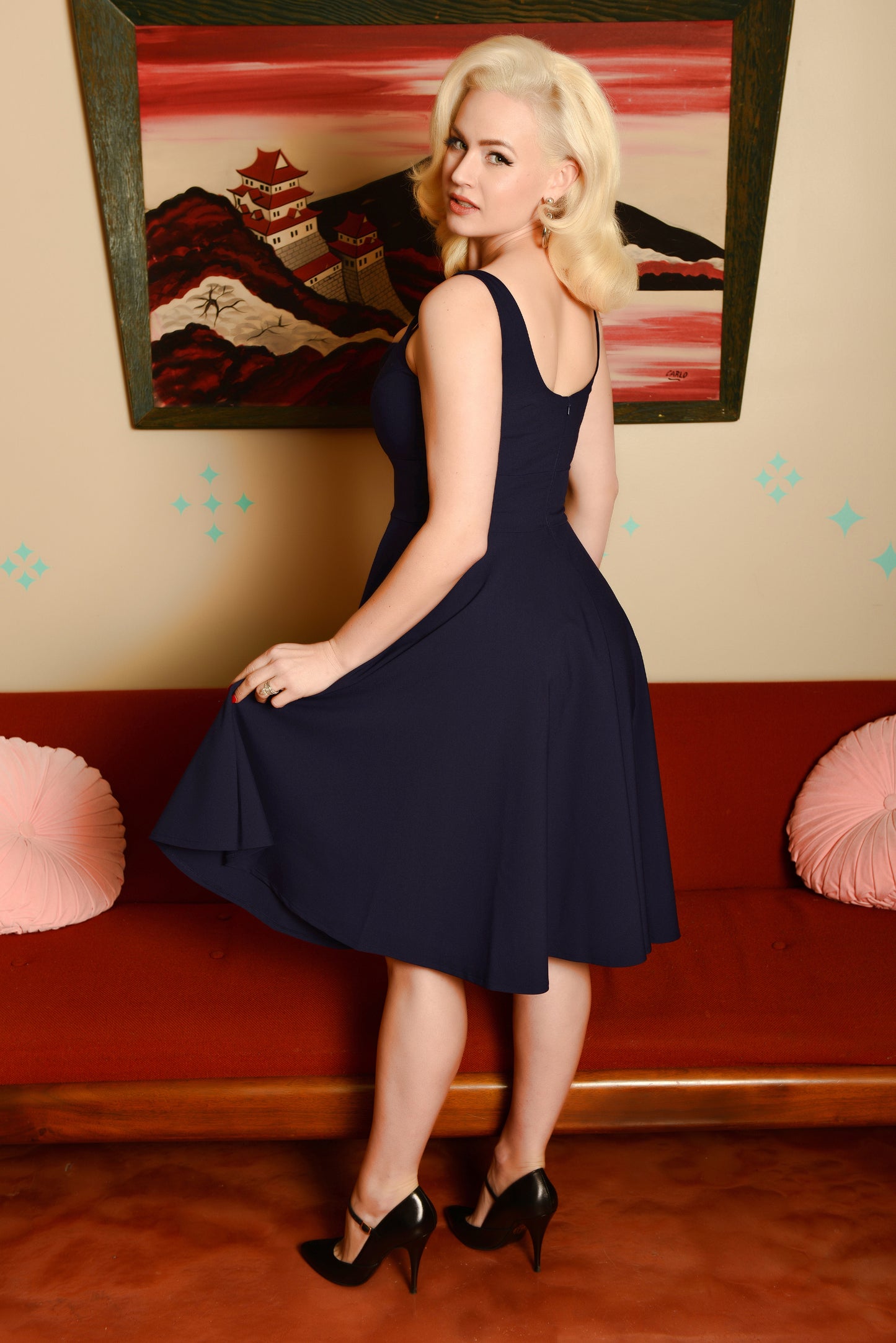 Madison Swing Dress in Navy