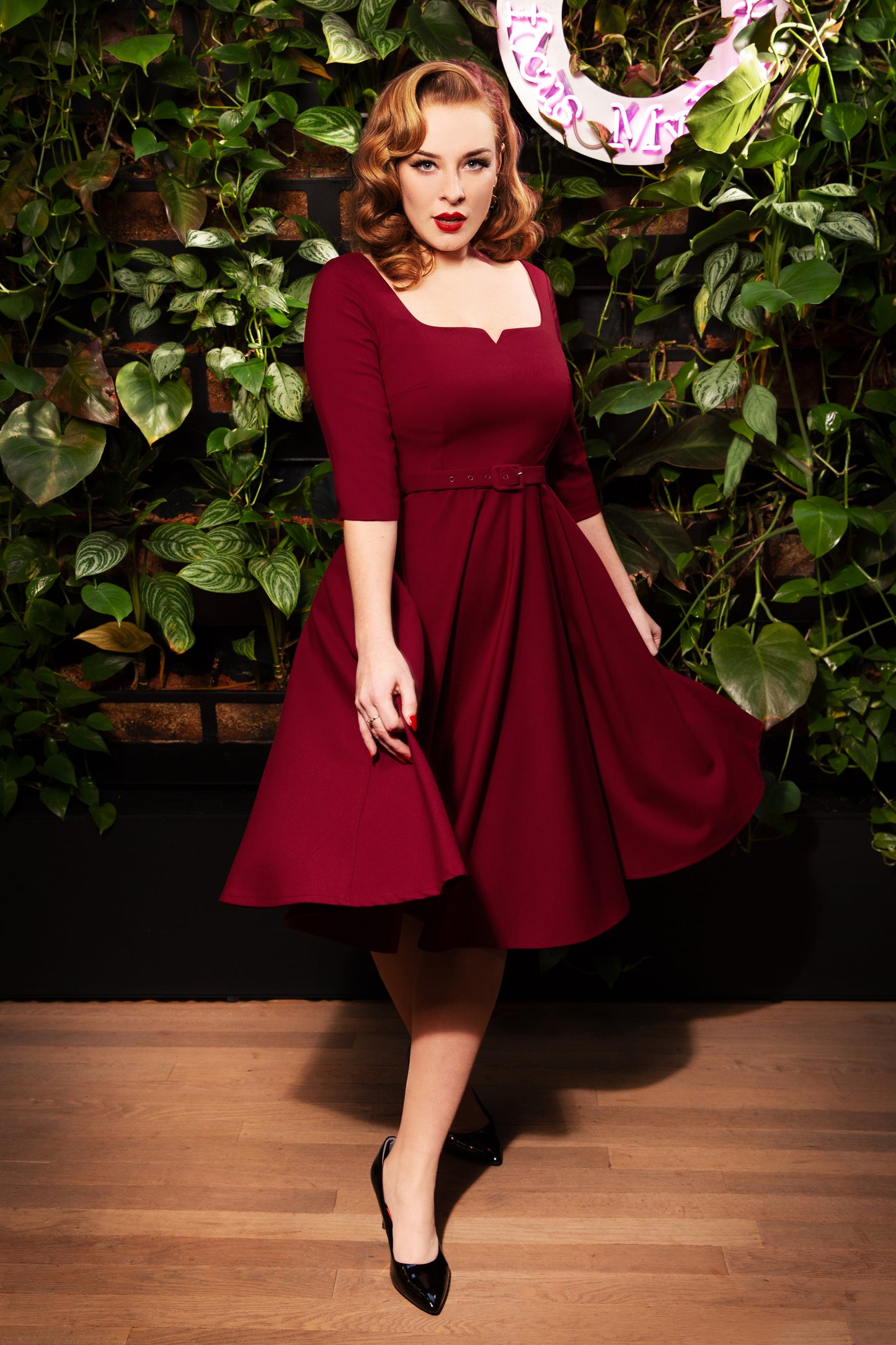 Kyra Swing Dress in Burgundy