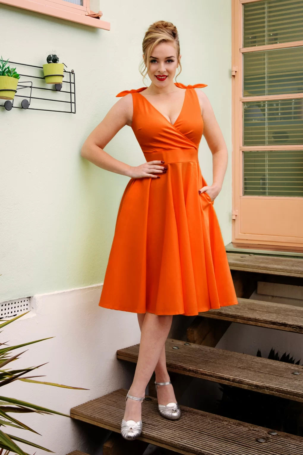 The Harper Swing Dress in Orange