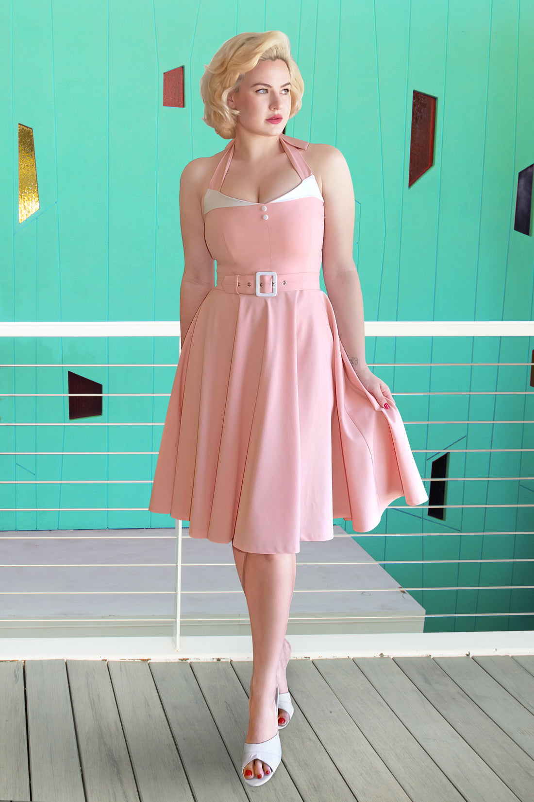 Alice Swing Dress In Soft Pink Glamour Bunny