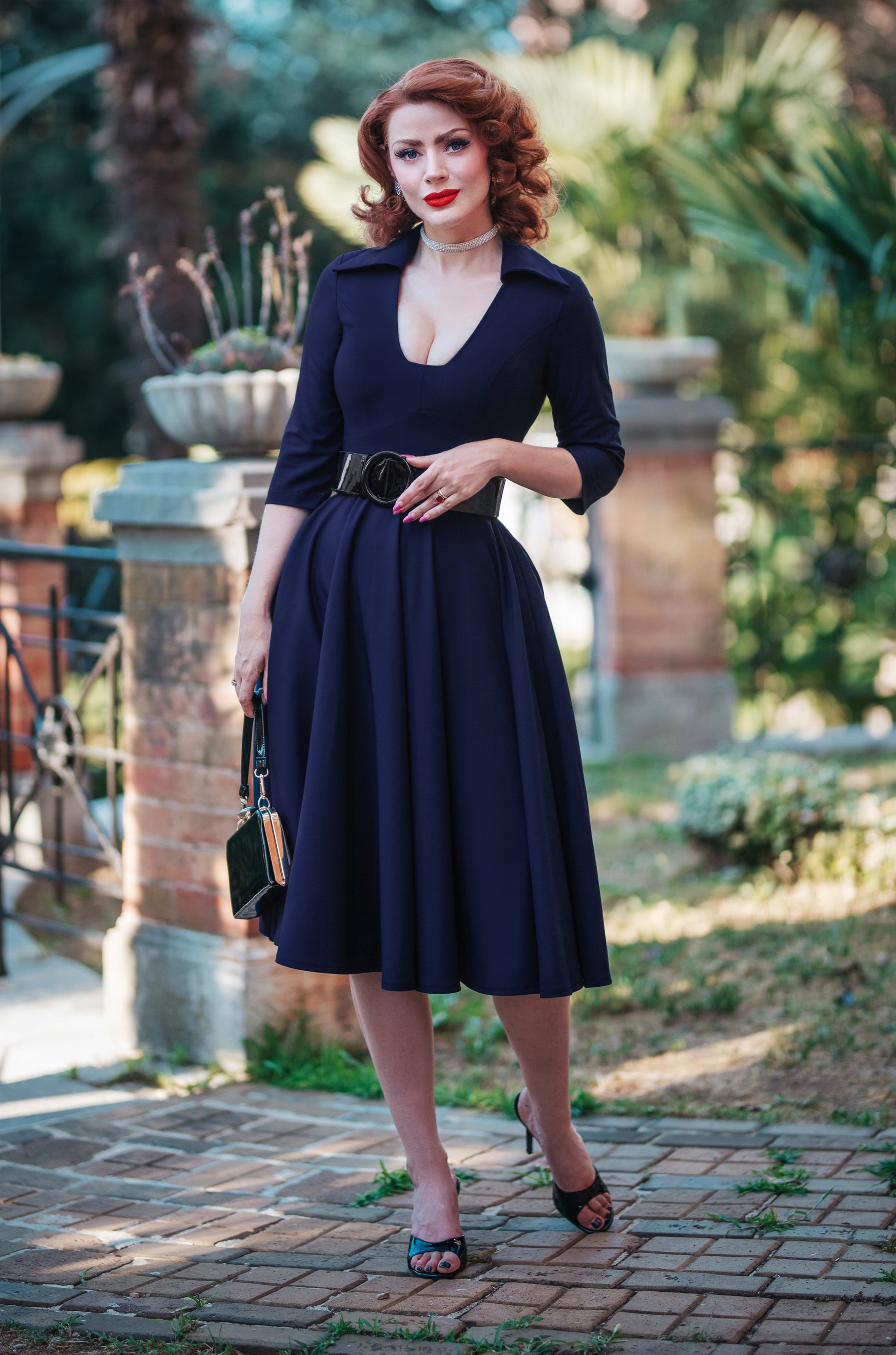 Michelle Swing Dress in Midnight Blue Glamour Bunny Michelle Swing Dress in Midnight Blue Glamour Bunny