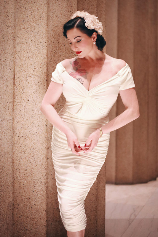 Norma Jeane Pencil Dress in White