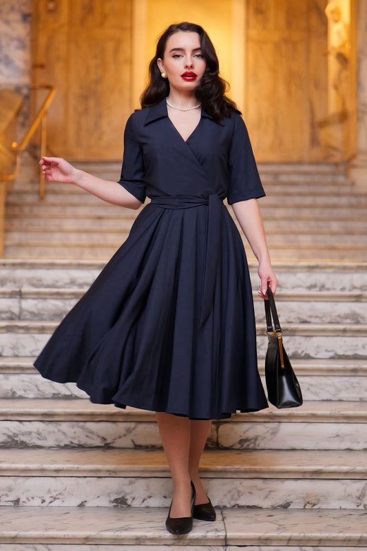 Glenda Swing Dress in Navy