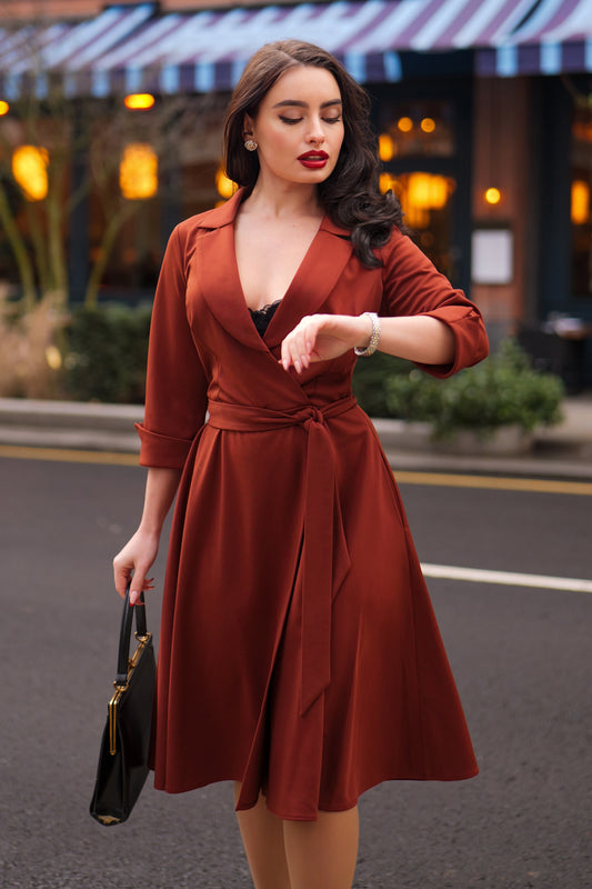 Veronica Travelwear Dress in Rust
