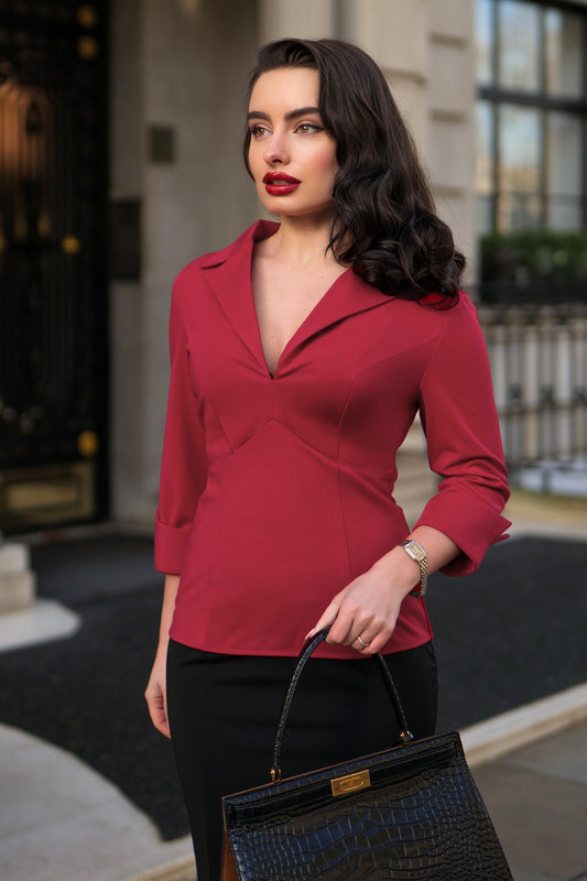 Dianne Travel Blouse in Wine Red