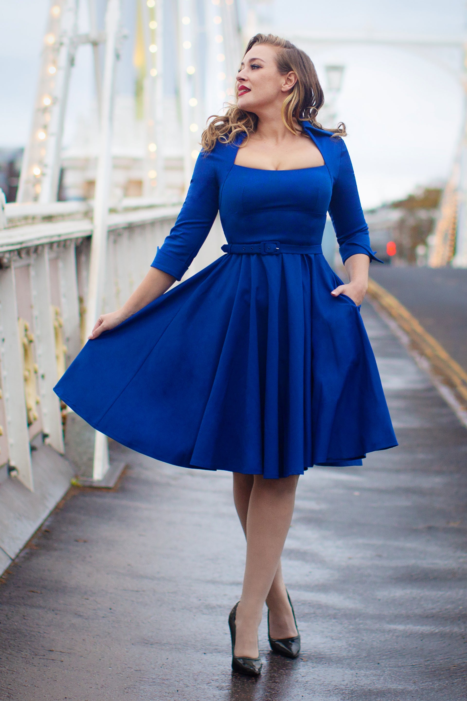 Lorelei Swing Dress in Cobalt Blue Glamour Bunny Lorelei Swing Dress in Cobalt Blue Glamour Bunny