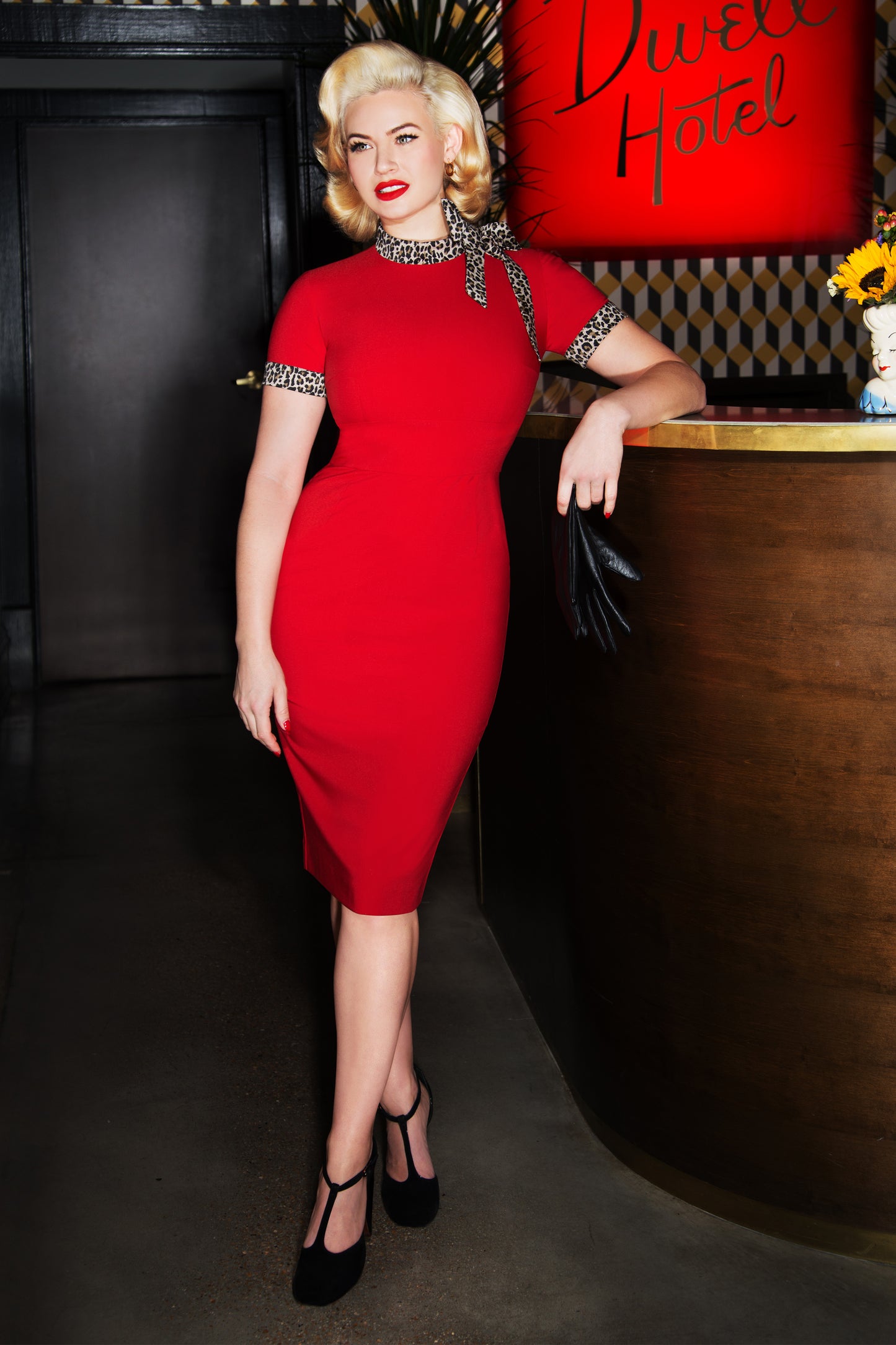 Lucy Pencil Dress in Red