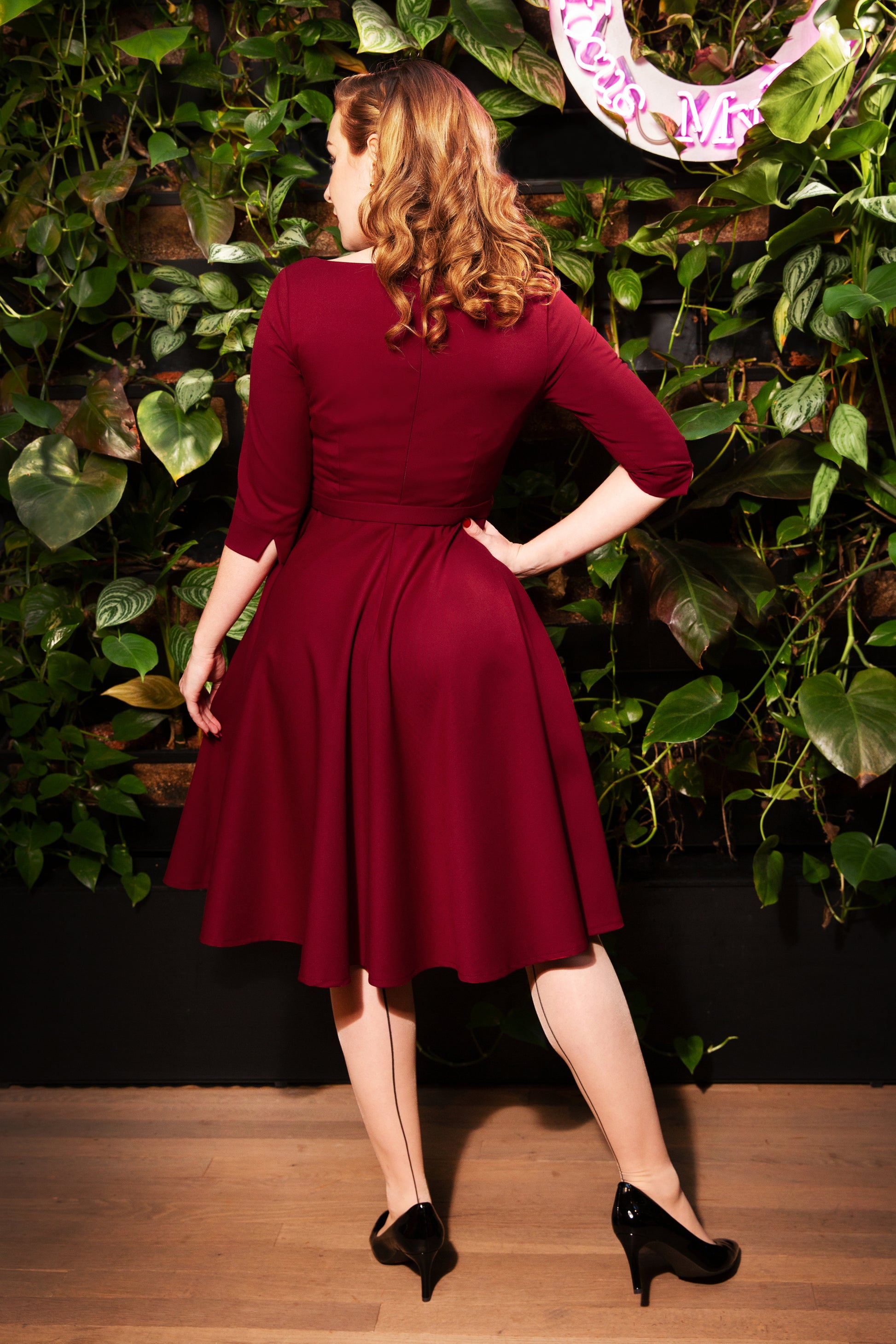 dark red swing dress Bombshell Swing Dress in Ruby Red MINI
