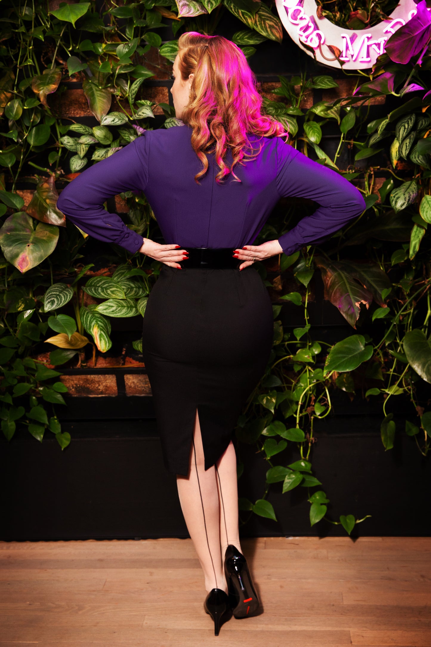 Marly Pencil Dress in Purple and Black