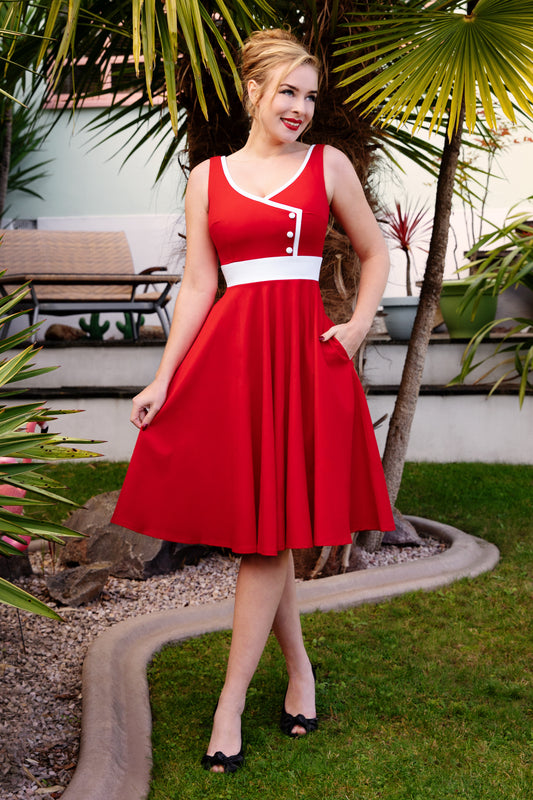 Willow Swing Dress in Lipstick Red