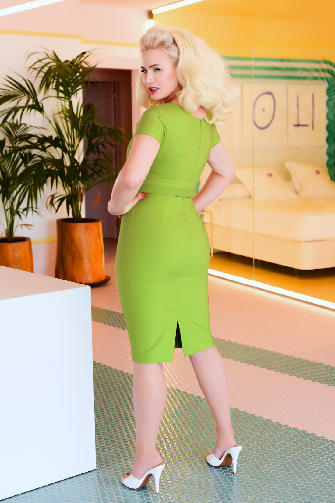 Jane Pencil Dress in Green