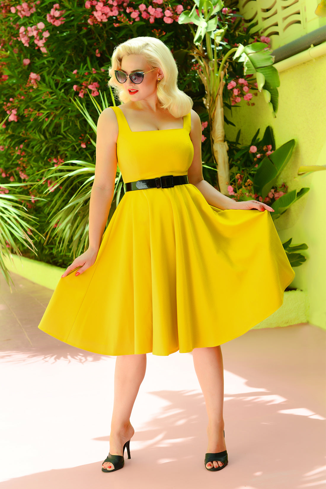 Rachel Swing Dress In Yellow Glamour Bunny 7091